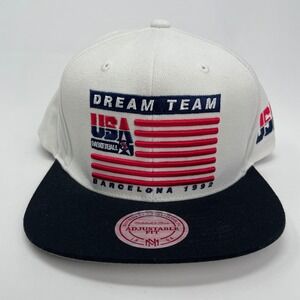 Mitchell & Ness 1992 Dream Team USA Basketball Snapback Hat White Black Olympics